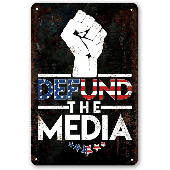 🇺🇸🤡”Defund The Media”📺Quality Aluminum Rustic Look Metal Sign! - Picture 1 of 6